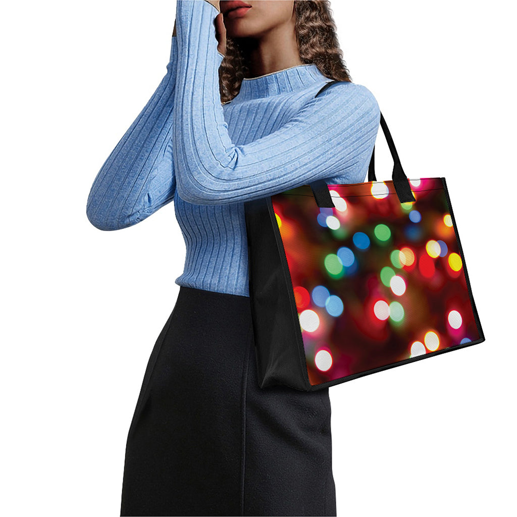 Defocused Christmas Lights Print Canvas Tote Bag