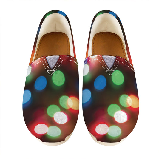 Defocused Christmas Lights Print Casual Shoes