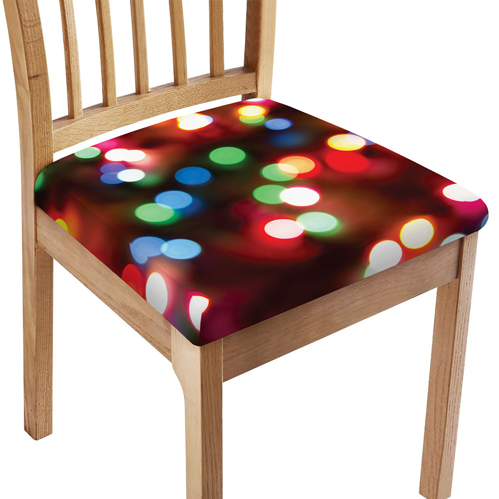 Defocused Christmas Lights Print Chair Cushion Cover