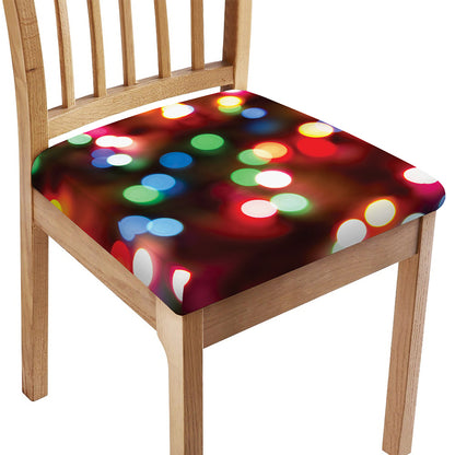 Defocused Christmas Lights Print Chair Cushion Cover