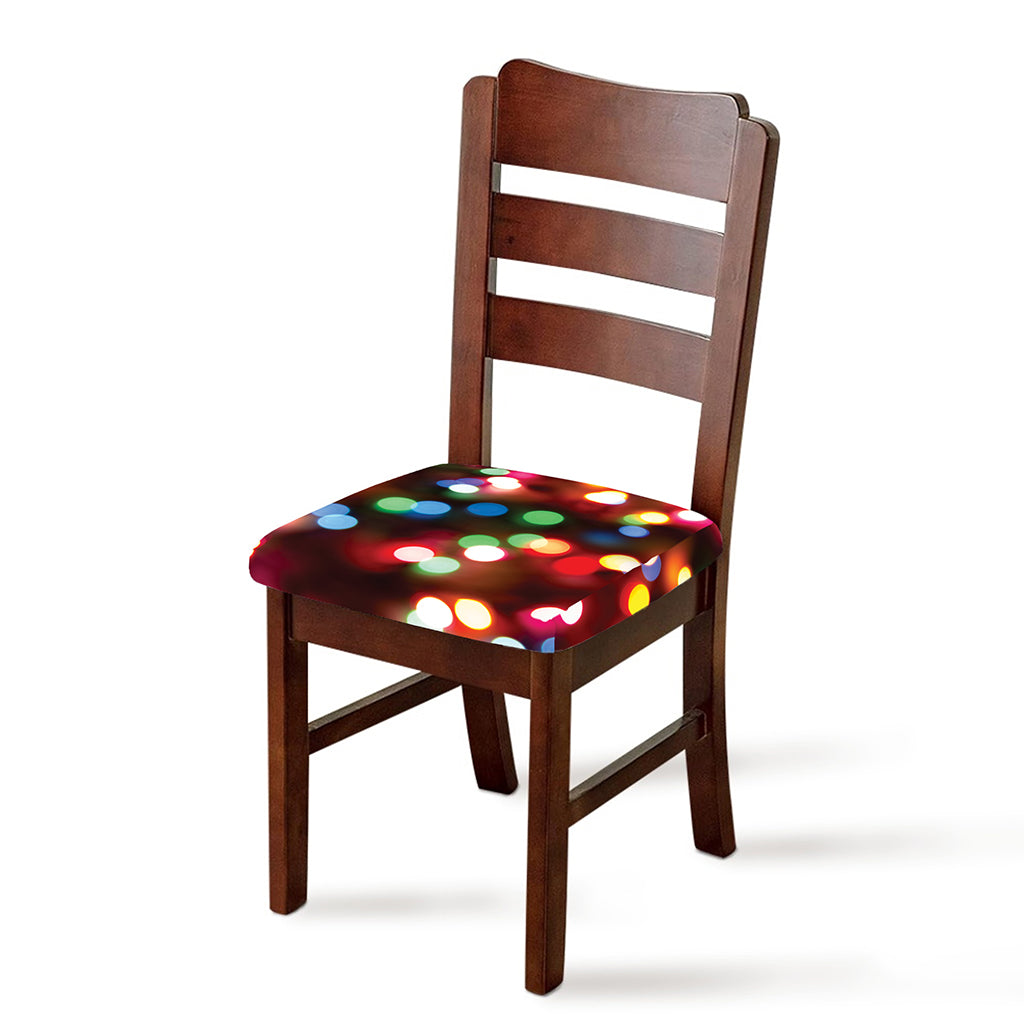 Defocused Christmas Lights Print Chair Cushion Cover