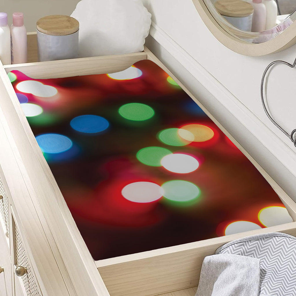 Defocused Christmas Lights Print Changing Pad Cover