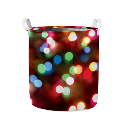 Defocused Christmas Lights Print Collapsible Laundry Basket