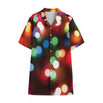 Defocused Christmas Lights Print Cotton Hawaiian Shirt