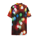 Defocused Christmas Lights Print Cotton Hawaiian Shirt