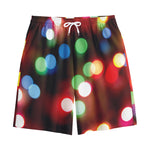 Defocused Christmas Lights Print Cotton Shorts
