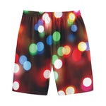 Defocused Christmas Lights Print Cotton Shorts