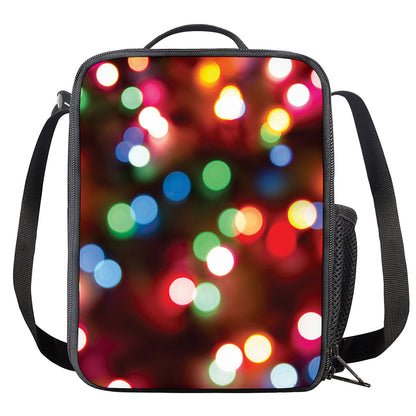 Defocused Christmas Lights Print Crossbody Lunch Bag