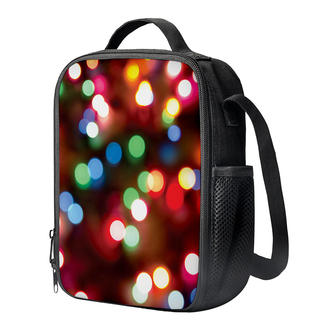 Defocused Christmas Lights Print Crossbody Lunch Bag