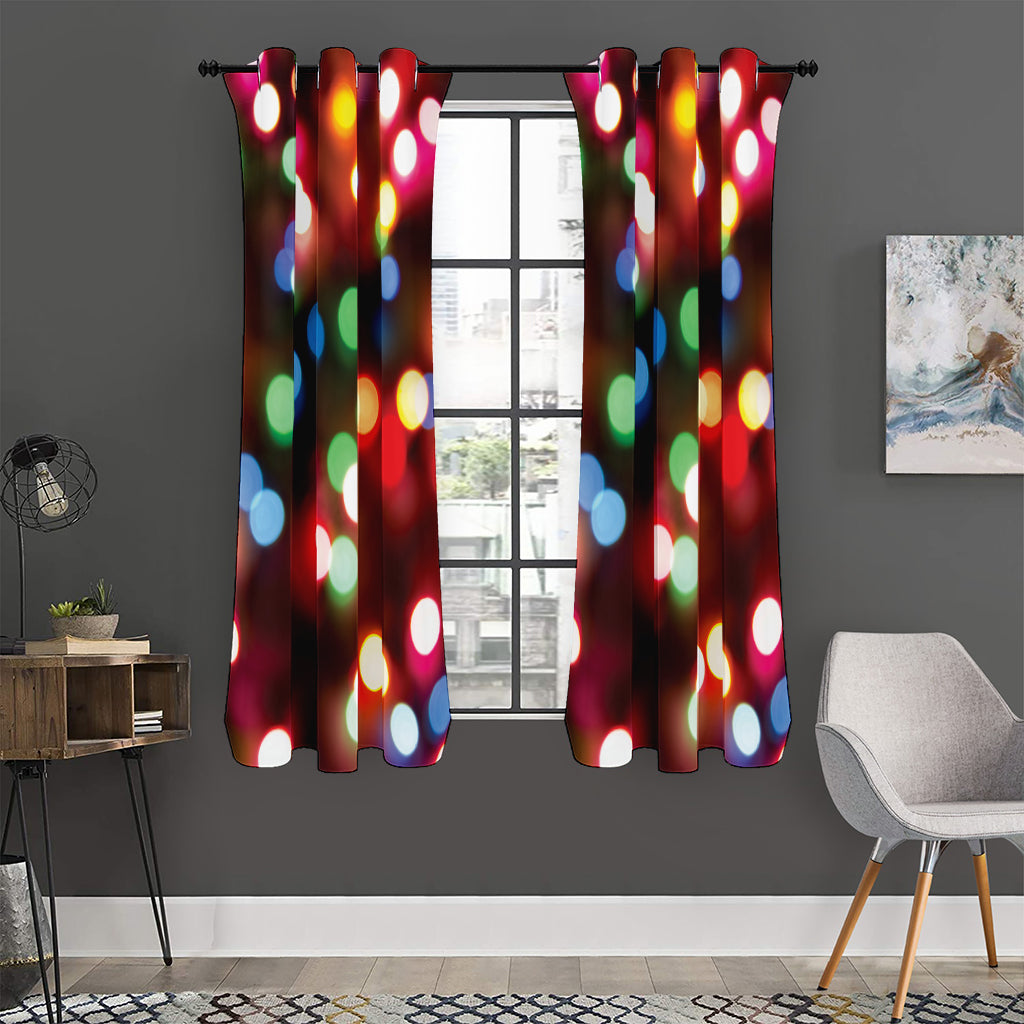 Defocused Christmas Lights Print Curtain