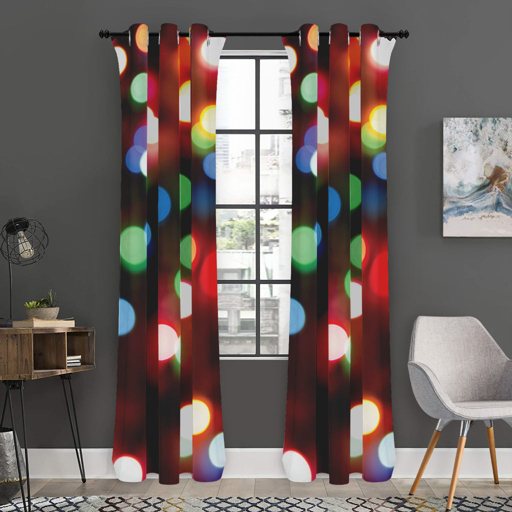 Defocused Christmas Lights Print Curtain
