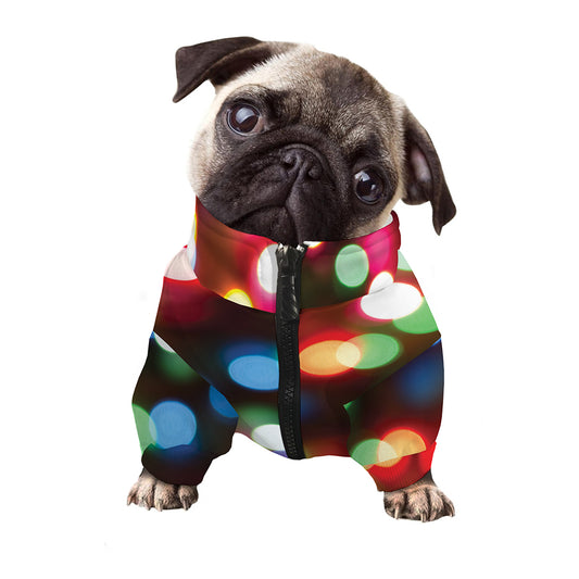 Defocused Christmas Lights Print Dog Zip Up Jacket