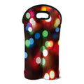 Defocused Christmas Lights Print Double Neoprene Wine Tote