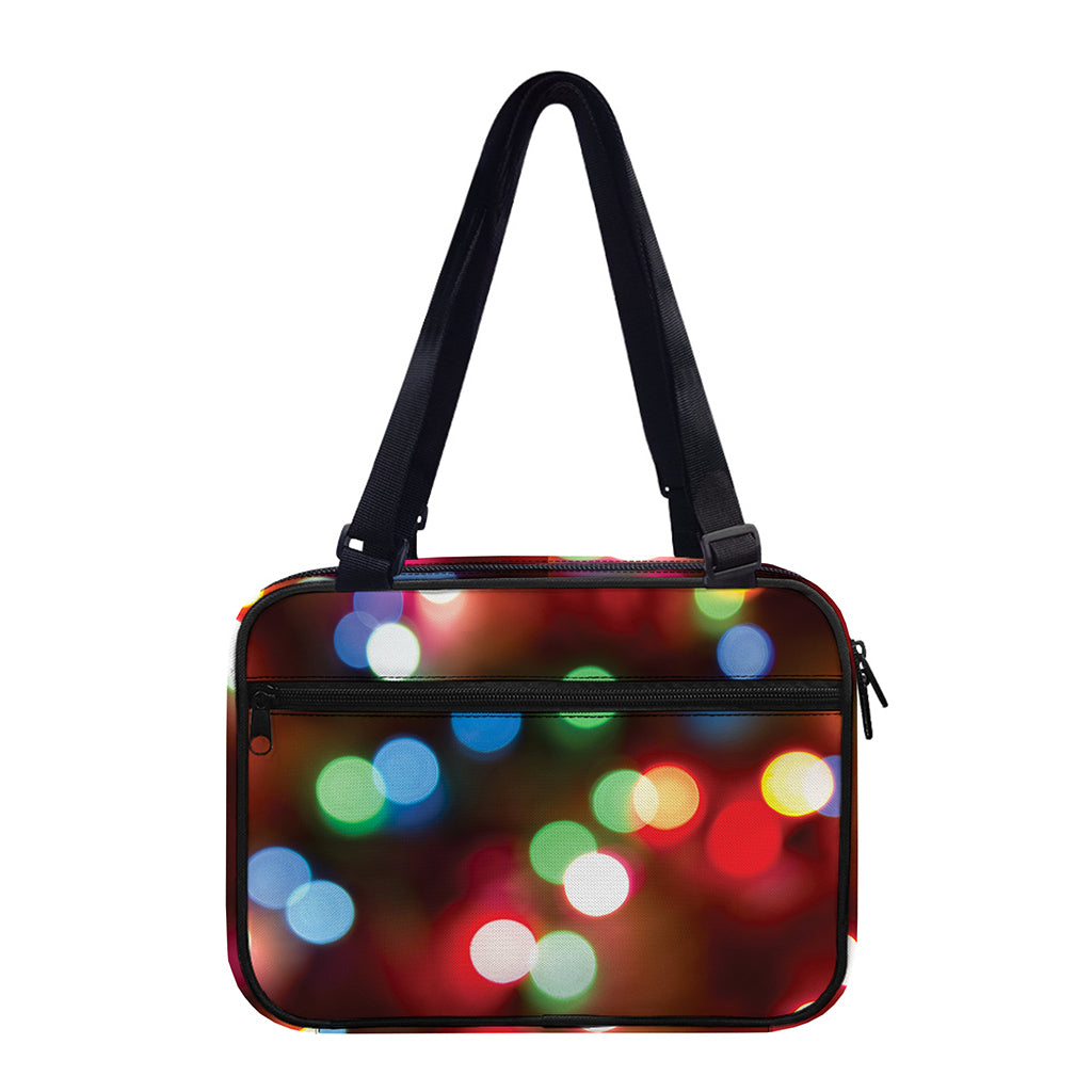 Defocused Christmas Lights Print Double Strap Bible Bag