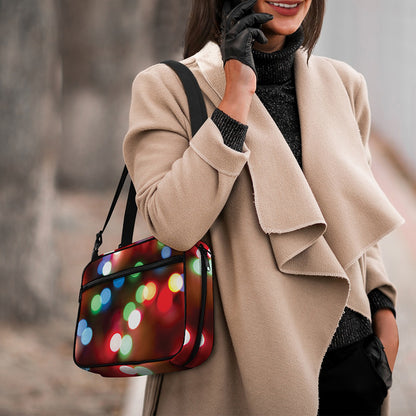 Defocused Christmas Lights Print Double Strap Bible Bag