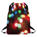 Defocused Christmas Lights Print Drawstring Backpack