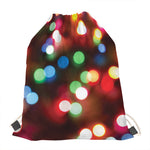 Defocused Christmas Lights Print Drawstring Bag