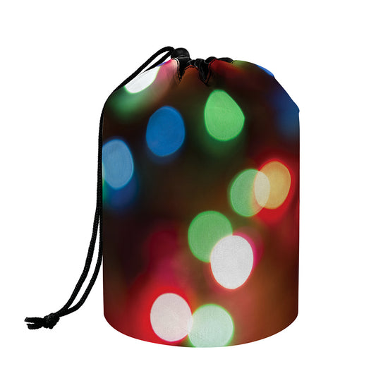 Defocused Christmas Lights Print Drawstring Makeup Bag