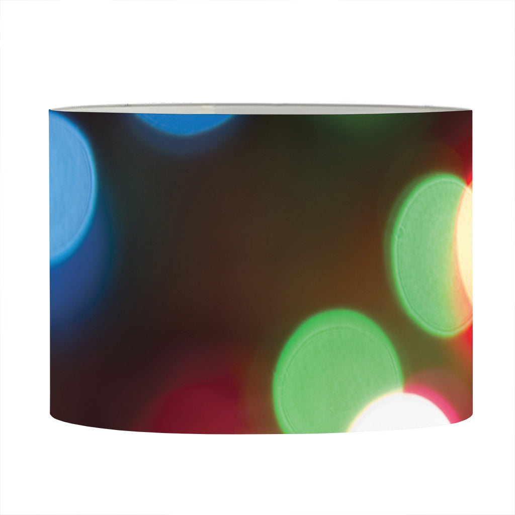 Defocused Christmas Lights Print Drum Lamp Shade