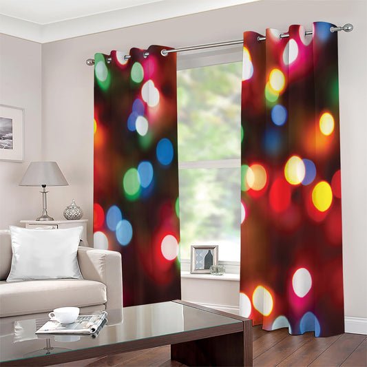 Defocused Christmas Lights Print Extra Wide Grommet Curtains