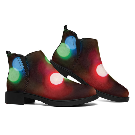Defocused Christmas Lights Print Flat Ankle Boots