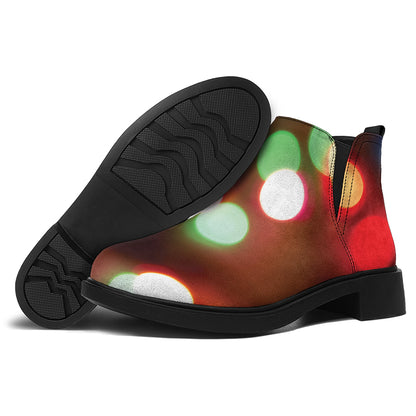 Defocused Christmas Lights Print Flat Ankle Boots