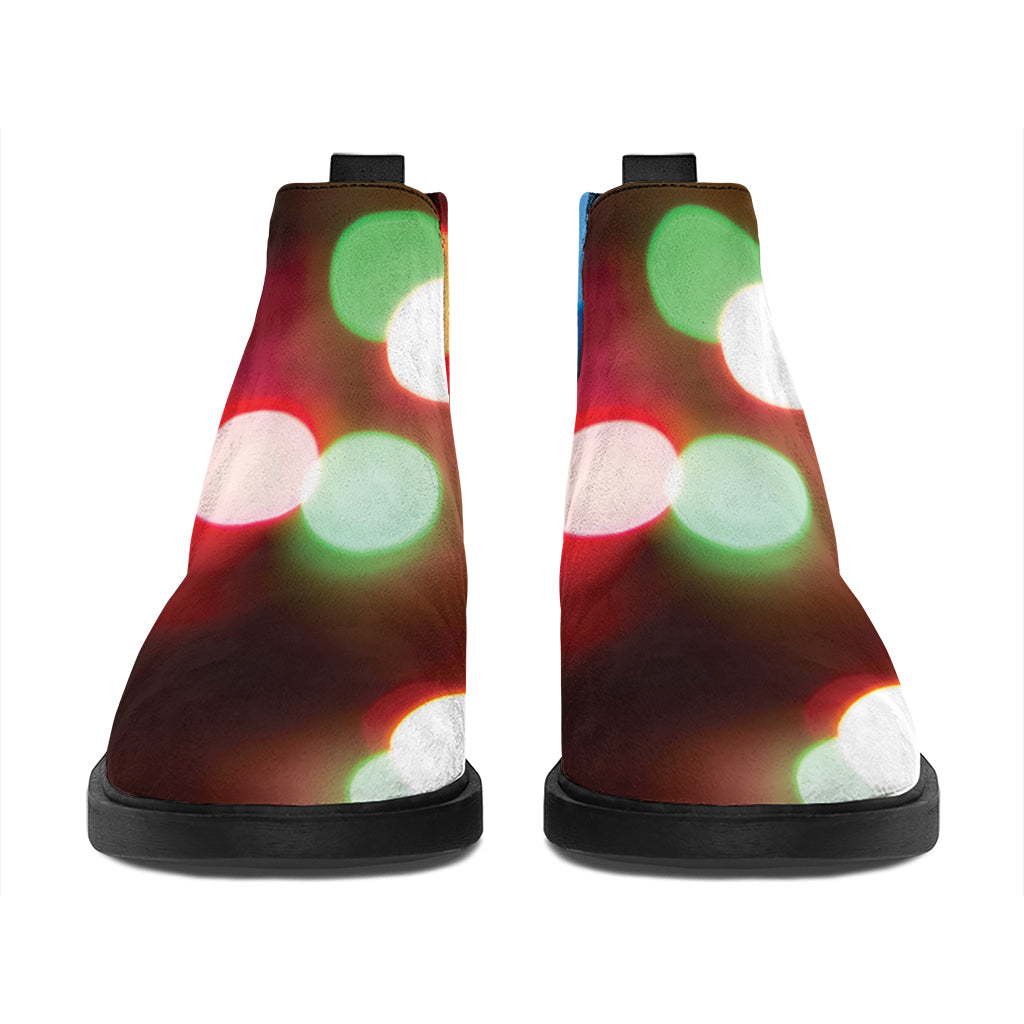 Defocused Christmas Lights Print Flat Ankle Boots