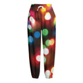 Defocused Christmas Lights Print Fleece Lined Knit Pants