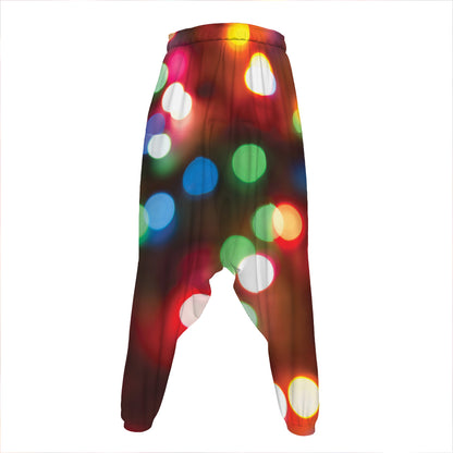 Defocused Christmas Lights Print Hammer Pants