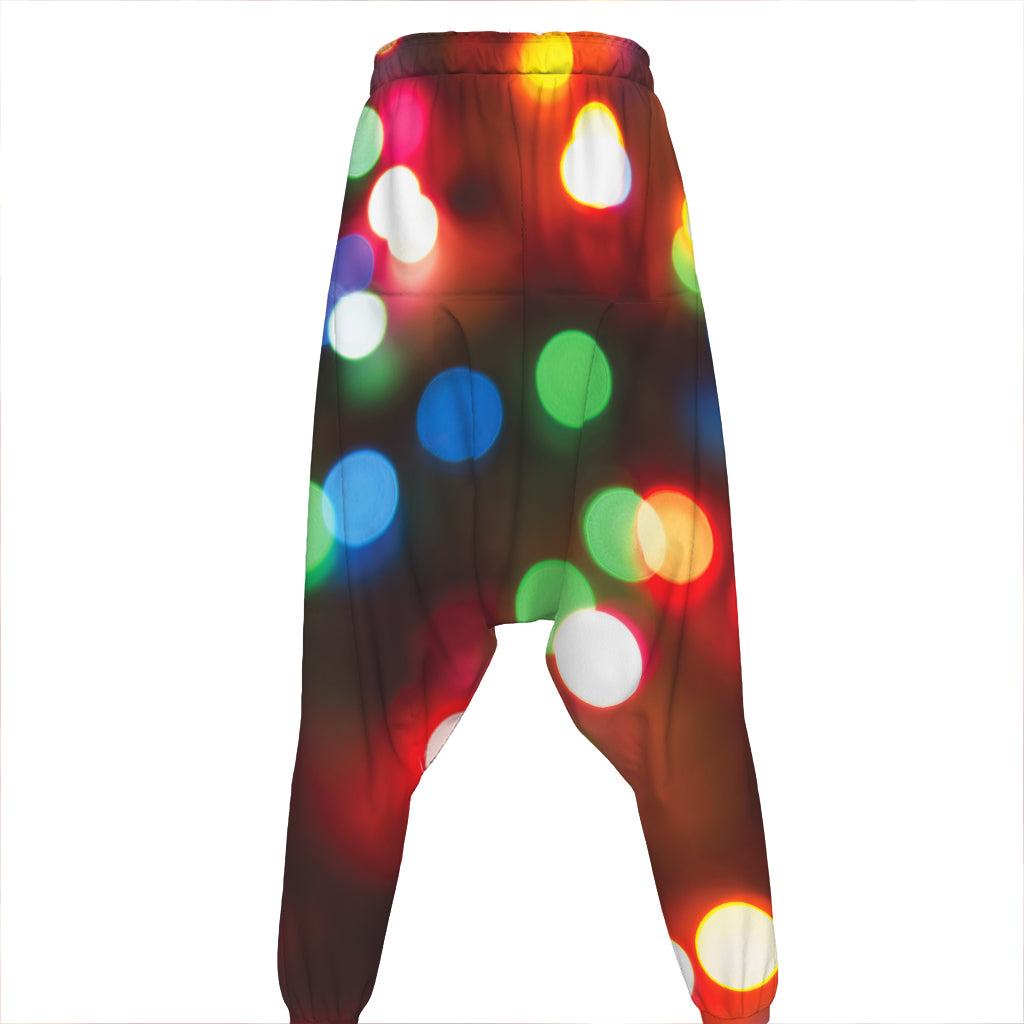 Defocused Christmas Lights Print Hammer Pants
