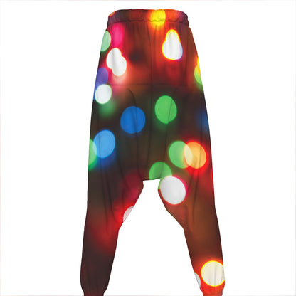 Defocused Christmas Lights Print Hammer Pants