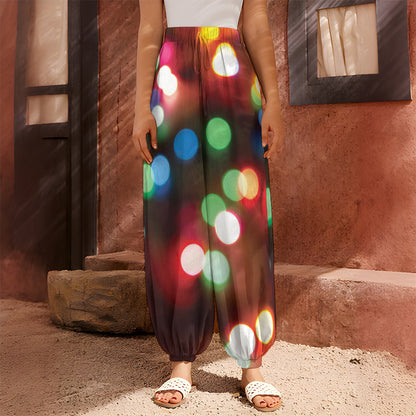 Defocused Christmas Lights Print Harem Pants