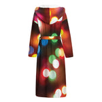 Defocused Christmas Lights Print Hooded Bathrobe