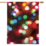 Defocused Christmas Lights Print House Flag