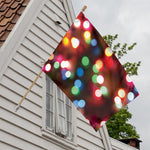 Defocused Christmas Lights Print House Flag