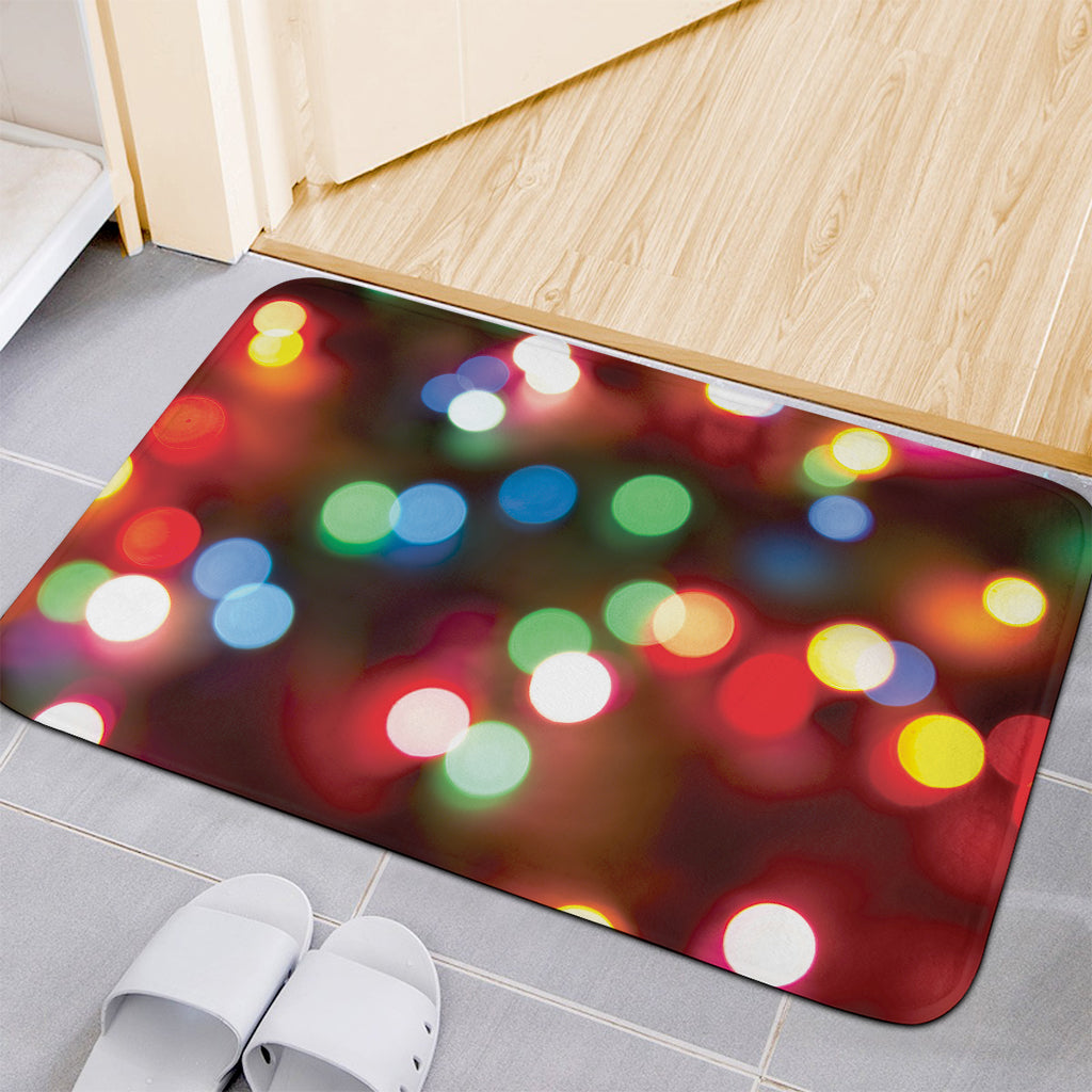 Defocused Christmas Lights Print Indoor Door Mat