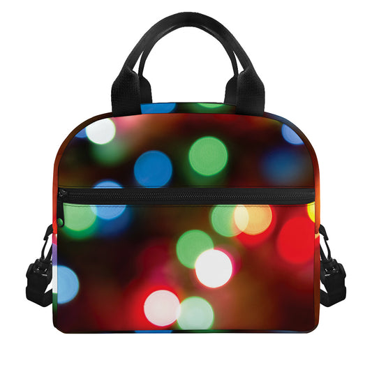 Defocused Christmas Lights Print Insulated Lunch Bag