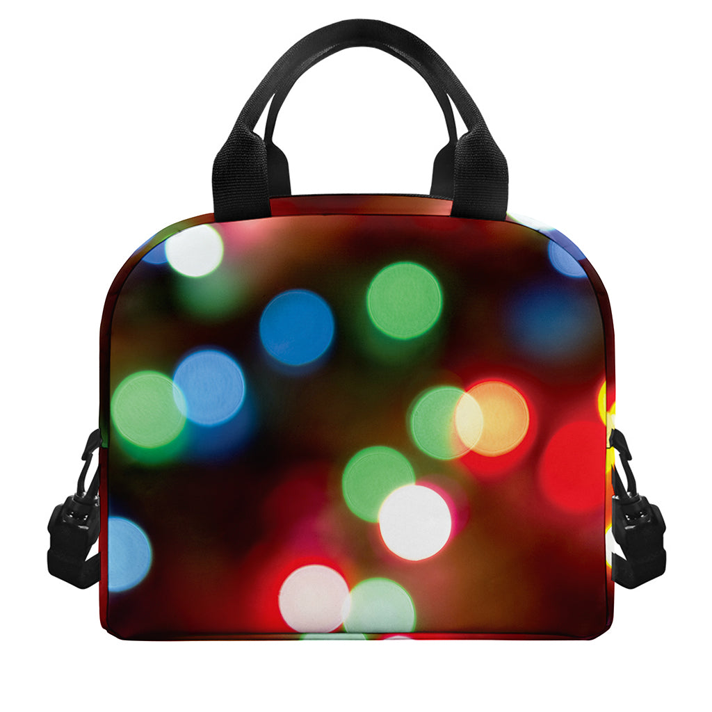 Defocused Christmas Lights Print Insulated Lunch Bag
