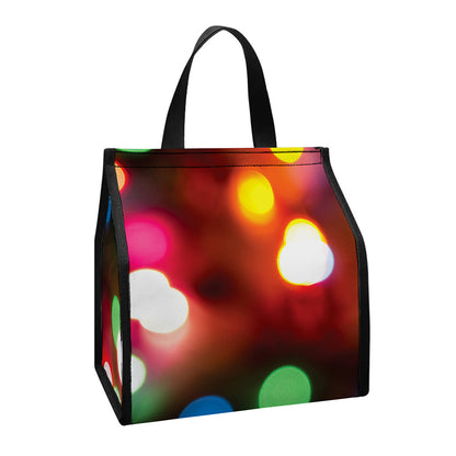 Defocused Christmas Lights Print Insulated Lunch Tote