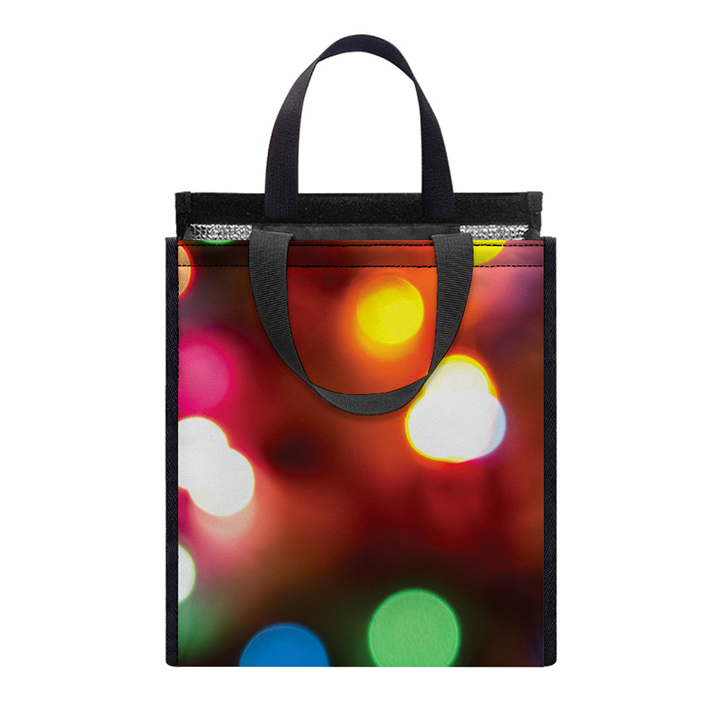 Defocused Christmas Lights Print Insulated Lunch Tote