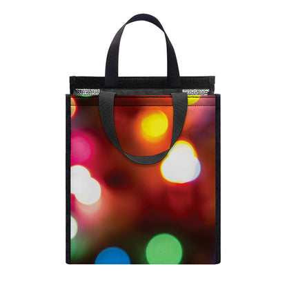Defocused Christmas Lights Print Insulated Lunch Tote