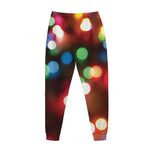 Defocused Christmas Lights Print Jogger Pants