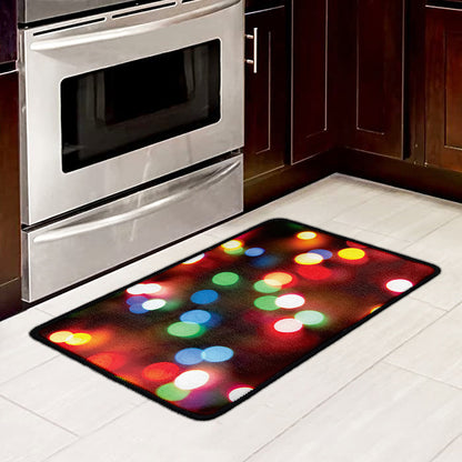 Defocused Christmas Lights Print Kitchen Mat