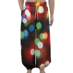 Defocused Christmas Lights Print Lantern Pants