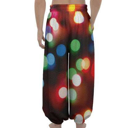 Defocused Christmas Lights Print Lantern Pants