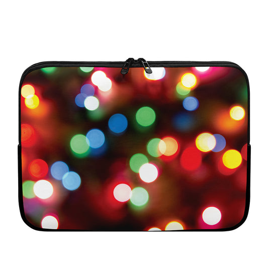 Defocused Christmas Lights Print Laptop Sleeve