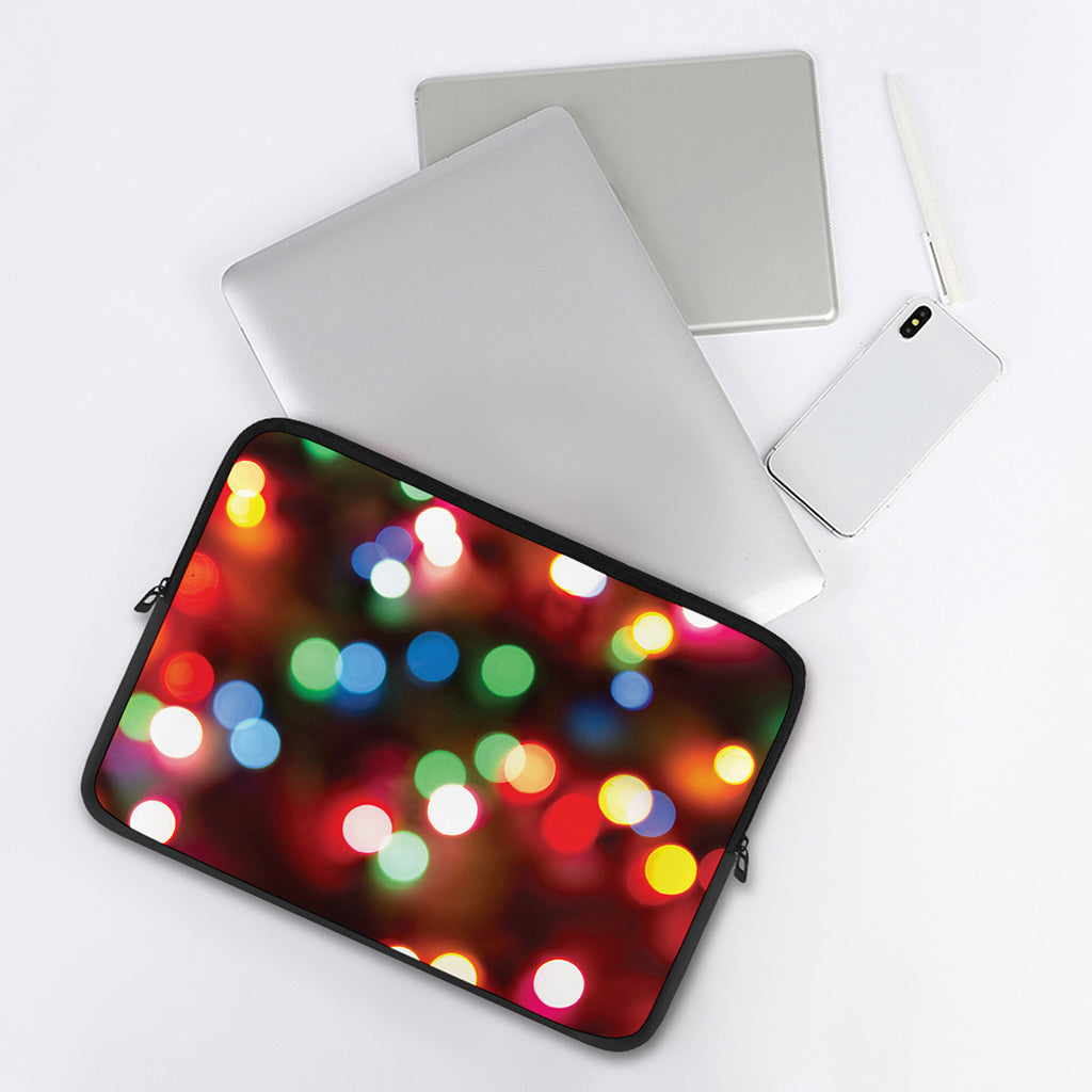 Defocused Christmas Lights Print Laptop Sleeve