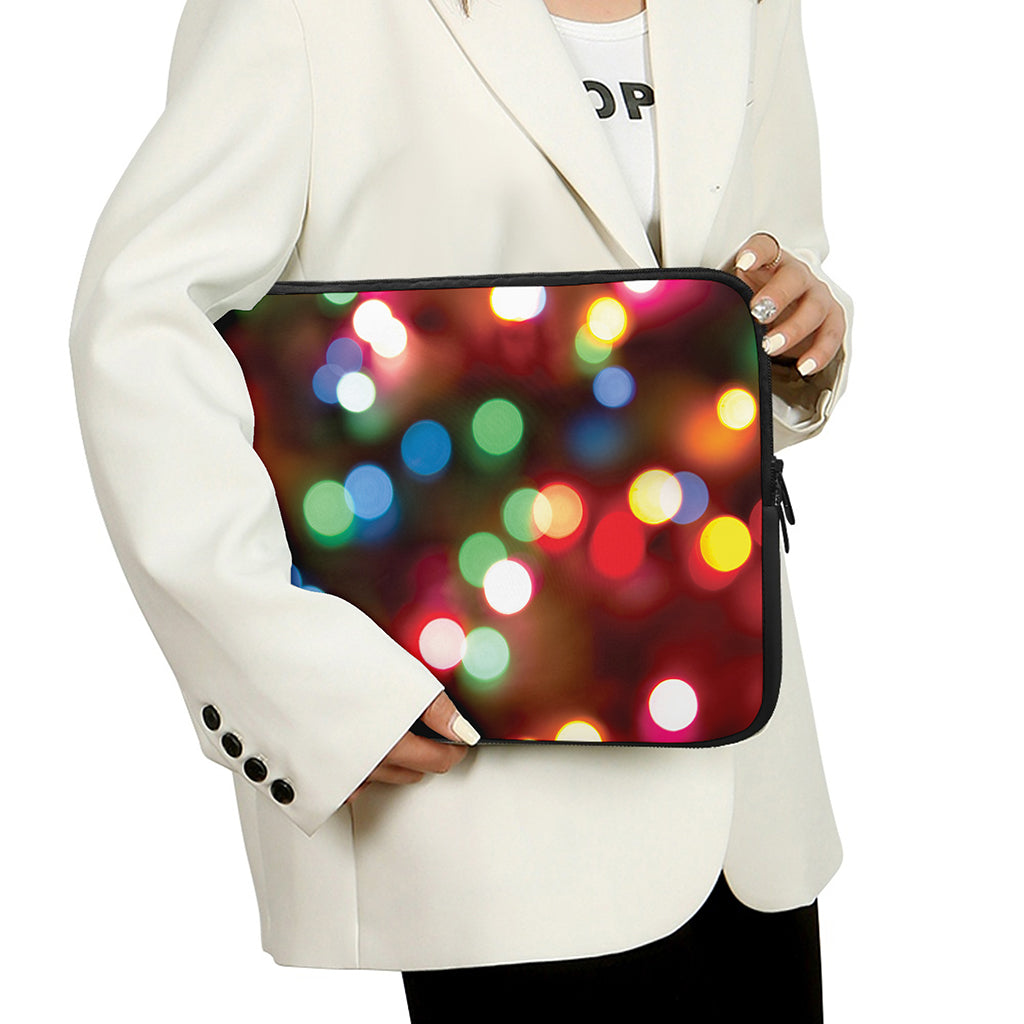Defocused Christmas Lights Print Laptop Sleeve