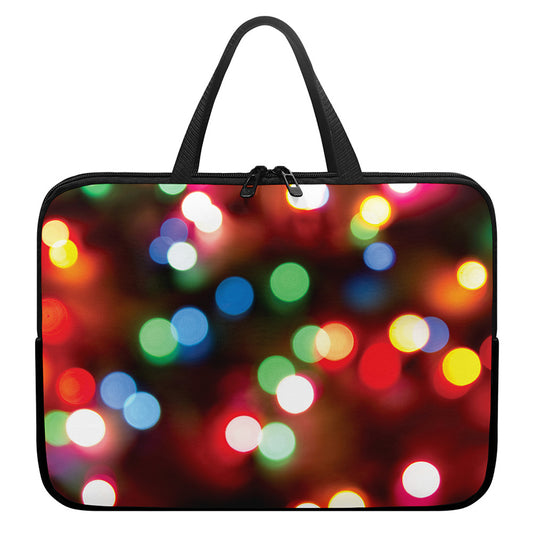 Defocused Christmas Lights Print Laptop Sleeve With Handle