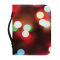 Defocused Christmas Lights Print Leather Bible Cover